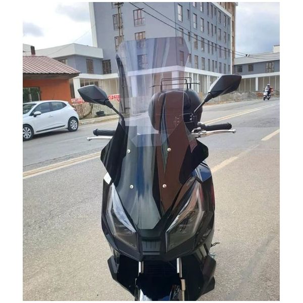 Motocam Motolüx Wow 150 Ön Cam 2023-2026 Model 78 cm Füme Renkli 4 mm Uzun Motosiklet Rüzgarlık