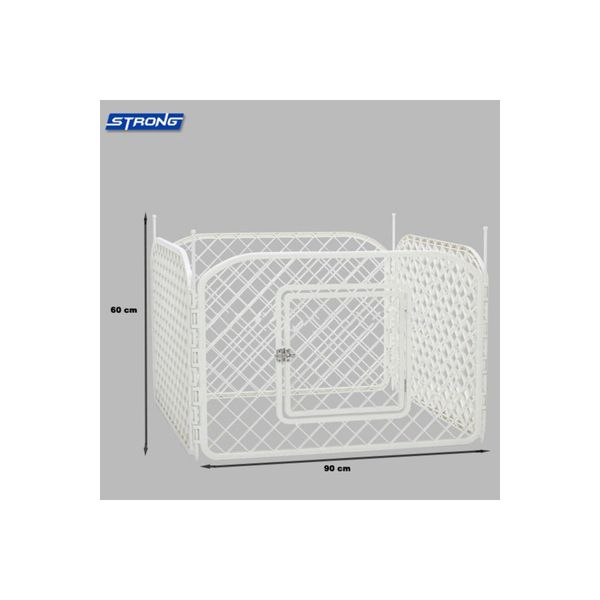 Strong Beyaz 90x60 cm 4 Panel Plastik Köpek Çiti