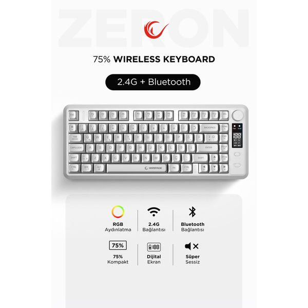 Rampage Zeron RM-K87 RGB %75 TKL Membrane Switch Kablosuz Oyuncu Klavyesi