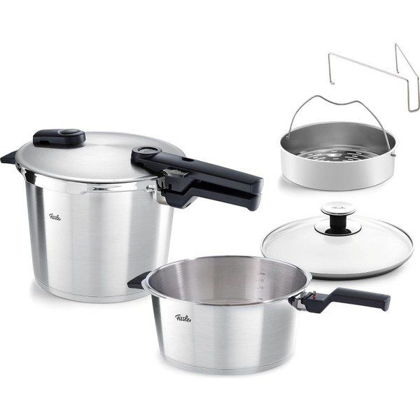 Fissler Vitaquick Premium Buhar Aparatlı 6 lt + 3.5 lt Düdüklü Tencere