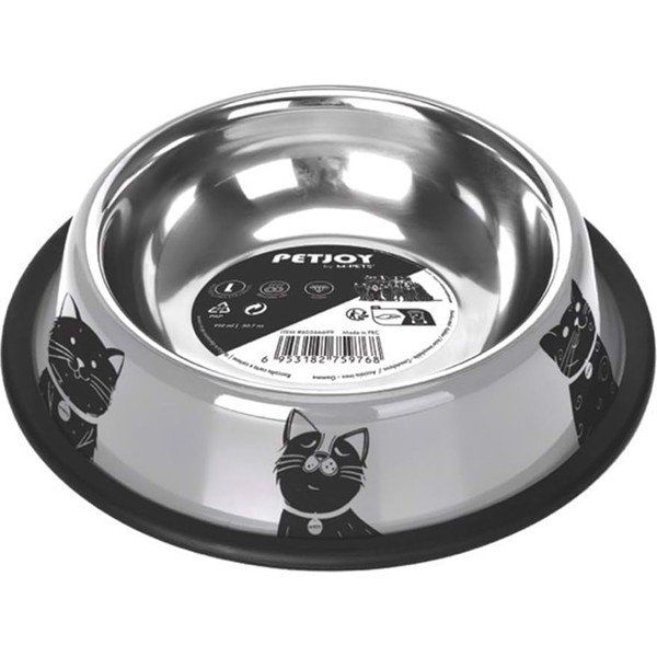 M-Pets Petjoy Cat Family Çelik 910 ml Kedi Mama Kabı