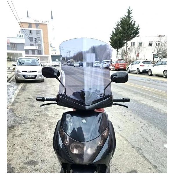 Motocam Piaggio Beverly 250 2005 2007 Model Uyumlu 53 cm Füme Renkli 4 mm Uzun Ön Cam Siperlik