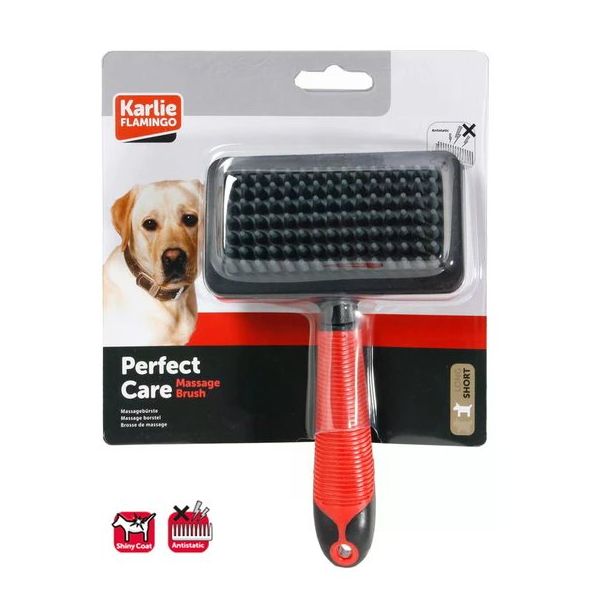 Karlie 19x12x4 cm Kırmızı Siyah Kedi ve Köpek Masaj Tüy Fırçası