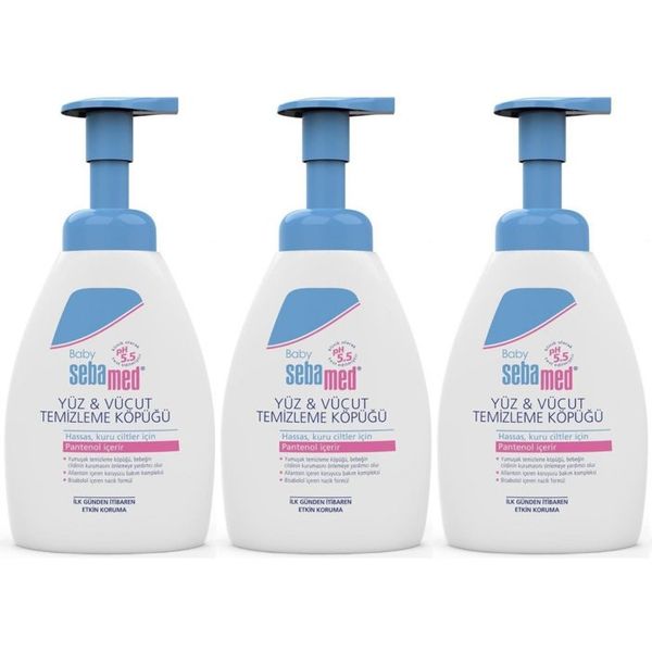 Sebamed Baby Yüz Vücut 3x400 ml Bebek Temizleme Köpüğü
