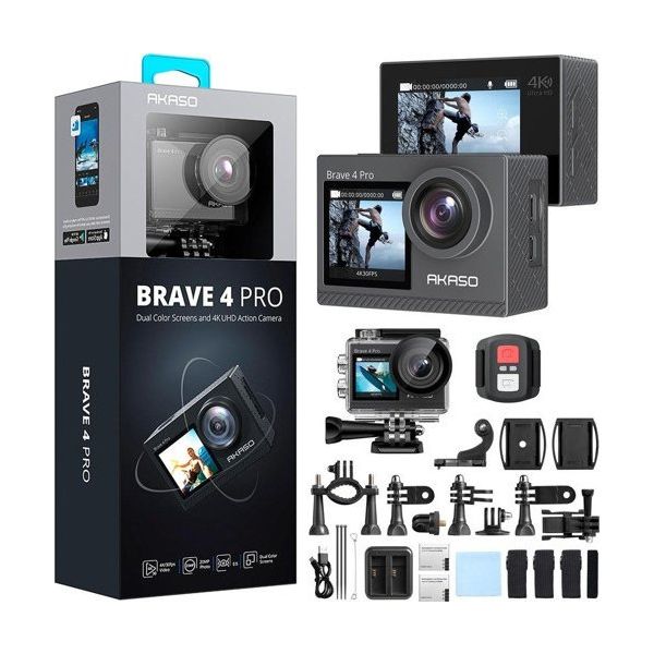 Akaso Brave 4 Pro Dual Screen Aksiyon Kamera + Aksesuar Seti