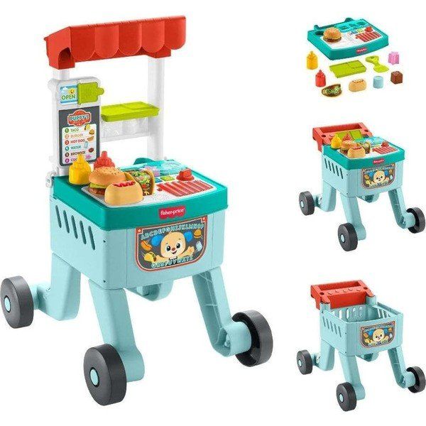Fisher Price Fisher-Price JLM95 4'ü 1 Arada Işıklı Eğlen Öğren Alışveriş Sepeti Yürüteç