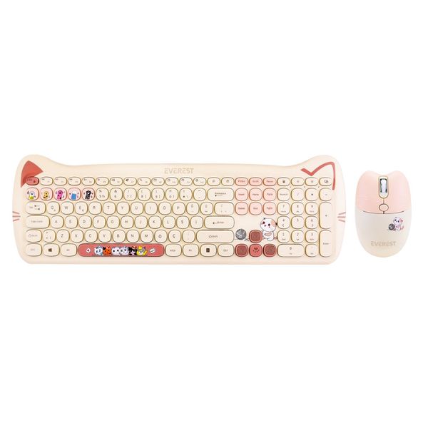 Everest Catty KM-6283 Sarı Kablosuz Klavye Mouse Seti