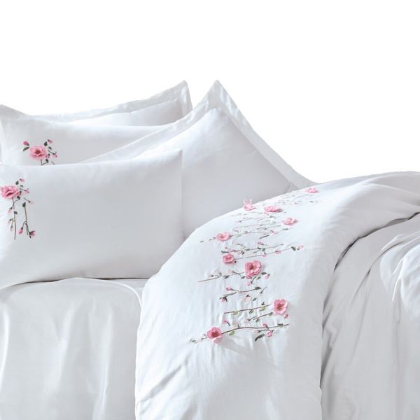 Cotton Box Perla Saten 3D Nakışlı Çift Kişilik Nevresim Takımı