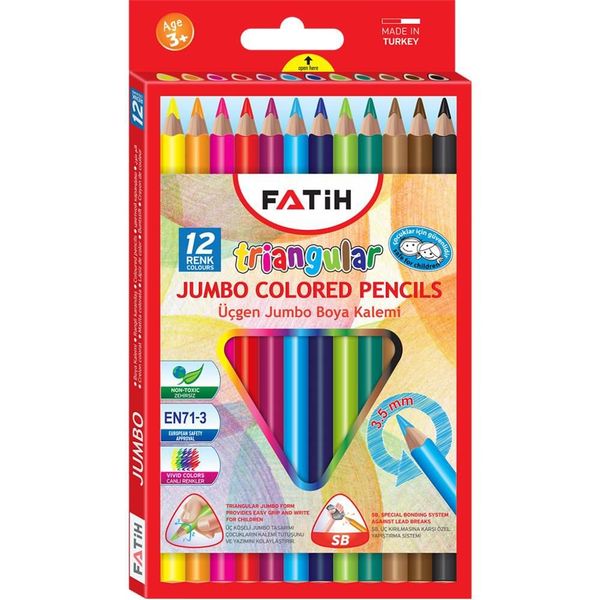Fatih Tricolor Üçgen Tam Boy 12 Renk Kuruboya