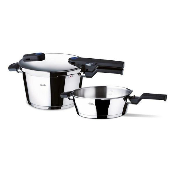 Fissler Vitaquick Premium 8.0lt+ 4.0lt Paslanmaz Çelik Siyah Düdüklü Tencere Seti