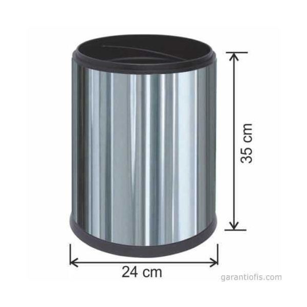 Garanti Metal 1417 12 lt Ofis Tipi Paslanmaz Krom Çöp Kovası
