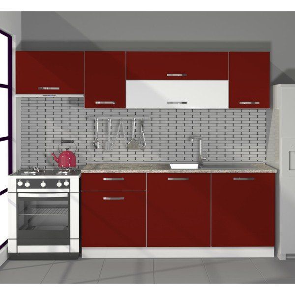 Decoraktiv Ekol 240 Bordo Hazır Mutfak Dolabı