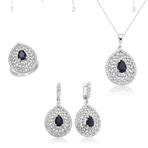 Gumush Damla Desenli Kadın Gümüş Set