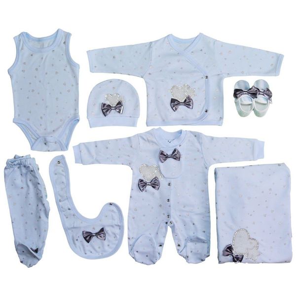 Eda Baby 7718 Kalp Baskılı 9'lu Set Hastane Çıkışı