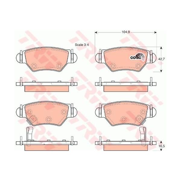TRW Astra F 98/00 Astra G 98/05 Zafira 98-05 Arka Balata