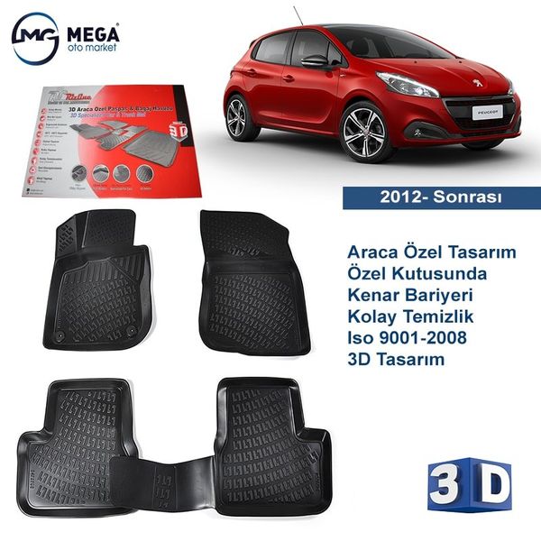 Rizline Peugeot 208 3D Havuzlu Paspas Seti