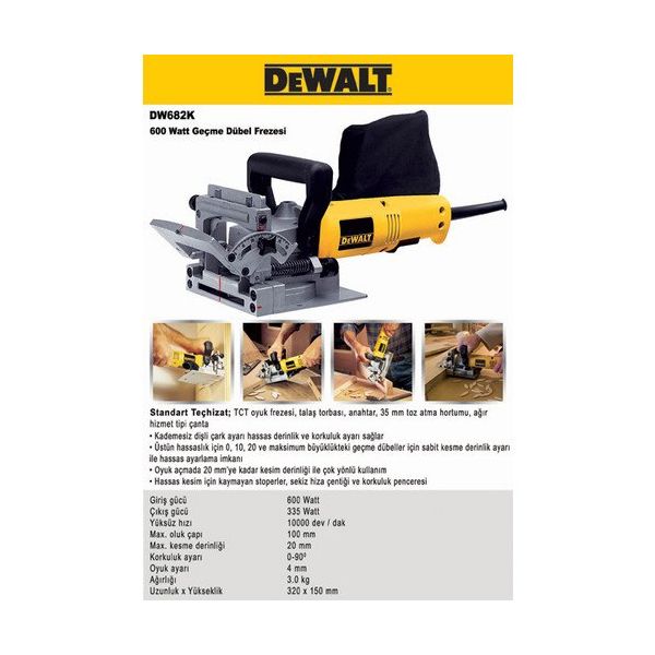 Dewalt DW682K Geçme Dübel Frezesi