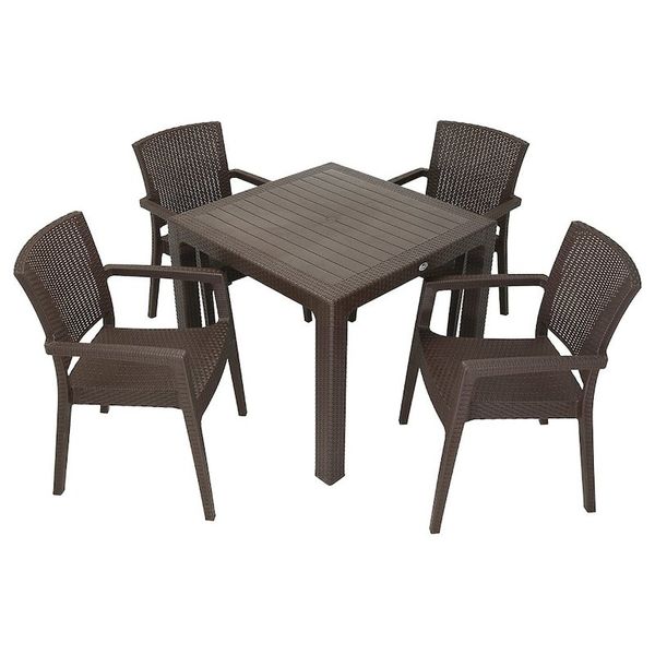 Mandella Elit Rattan 90x90 cm Zeus Kahverengi Koltuk Masa Takımı