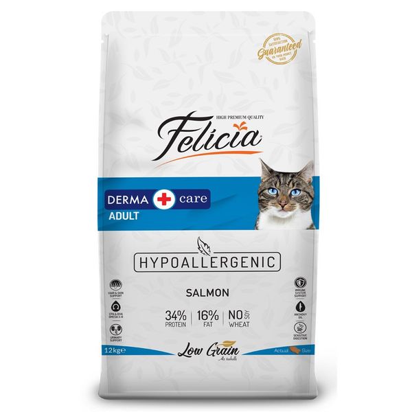 Felicia Az Tahıllı Yetişkin Somonlu HypoAllergenic 12 kg Kedi Maması