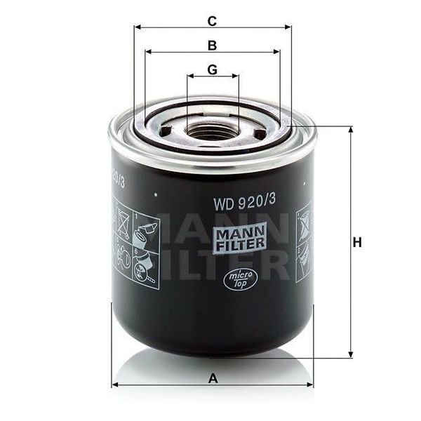 Mann WD920/3 Hidrolik Şanzıman Filtresi