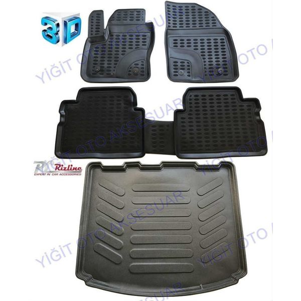 Rizline Ford Kuga 2013-2019 Siyah 3D Havuzlu Paspas