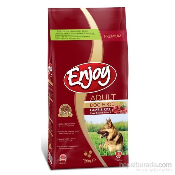 Enjoy Kuzu Etli ve Pirinçli 15 KG Yetişkin Kuru Köpek Maması