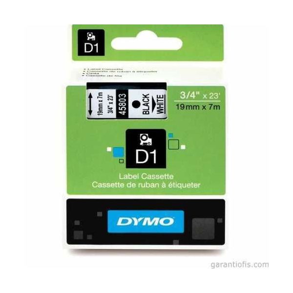 Dymo D1 45803 Beyaz-Siyah 19mm x 7m Yedek Şerit