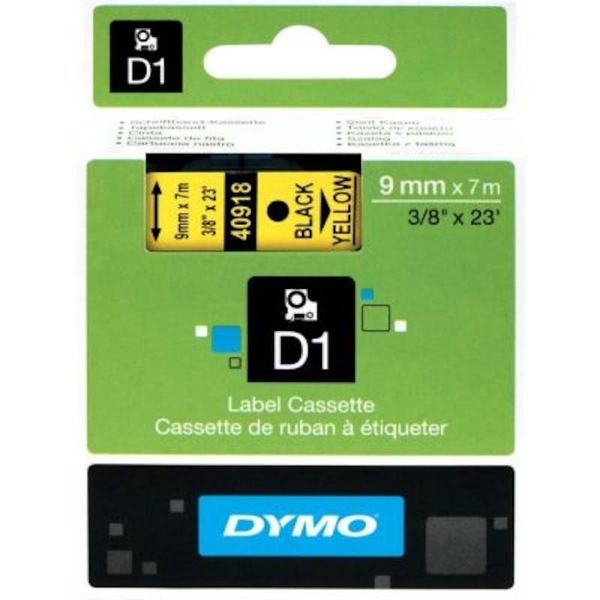 Dymo D1 40918 Sarı-Siyah 9mm x 7m Yedek Şerit