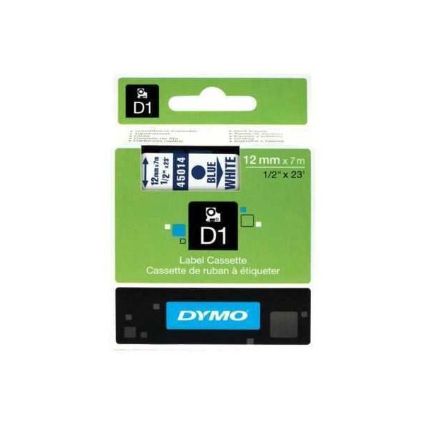 Dymo 45014 Beyaz Mavi 12 mm x 7 m D1 Yedek Şerit