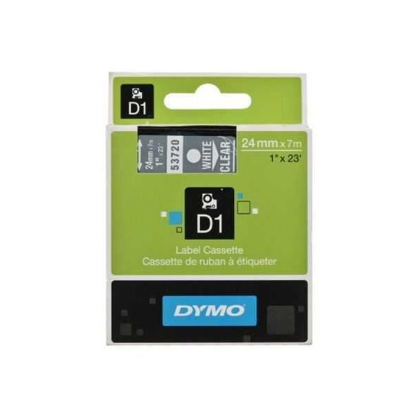 Dymo 53720 Şeffaf Beyaz 24 mm x 7 m D1 Yedek Şerit