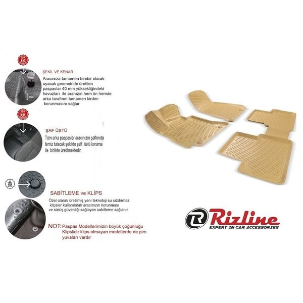 Rizline Ford C-max 2010 Sonrası Bej 3D Havuzlu Paspas