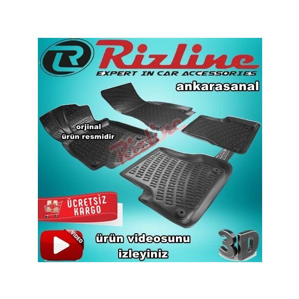 Rizline Audi A6 C7 2011-2015 Siyah 3D Havuzlu Paspas