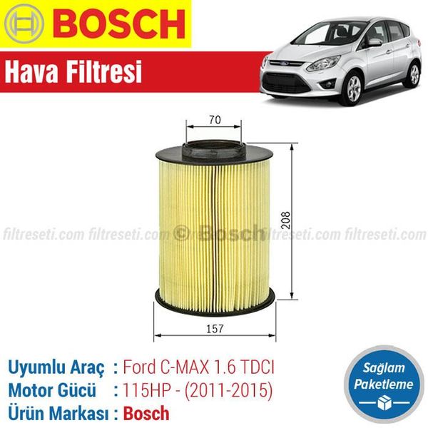 Bosch Ford C MAX 1.6 TDCI 2011 2015 Filtre Bakım Seti