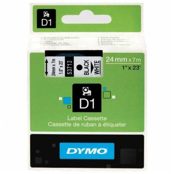 Dymo D1 53713 Beyaz-Siyah 24 mm x 7 m Yedek Şerit