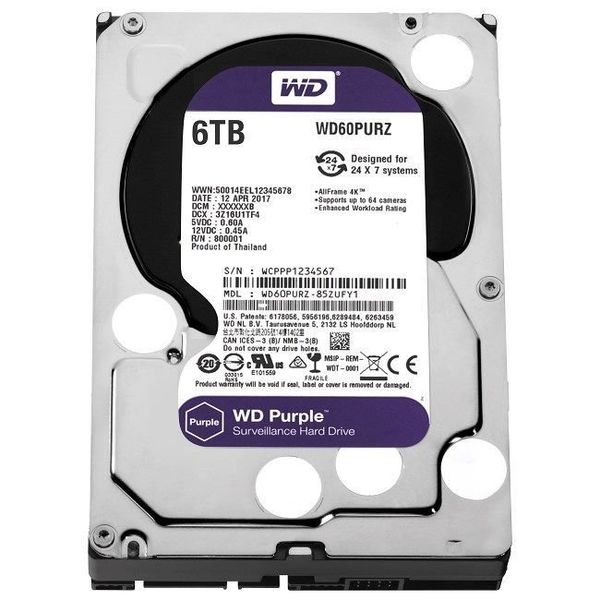 Western Digital WD WD60PURZ 6 TB Purple Sata 3.0 5400RPM 64MB 3.5'' Dahili Güvenlik Diski