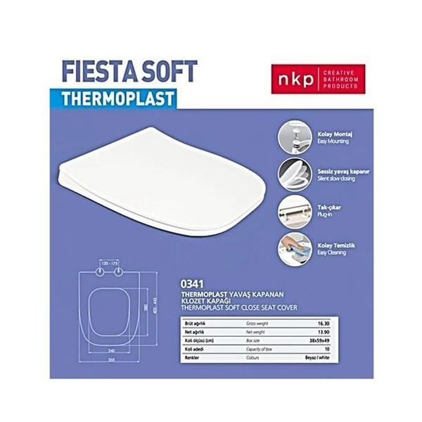 Nkp Fiesta Kare Soft Close Yavaş Kapanan Amortisörlü Klozet Kapağı