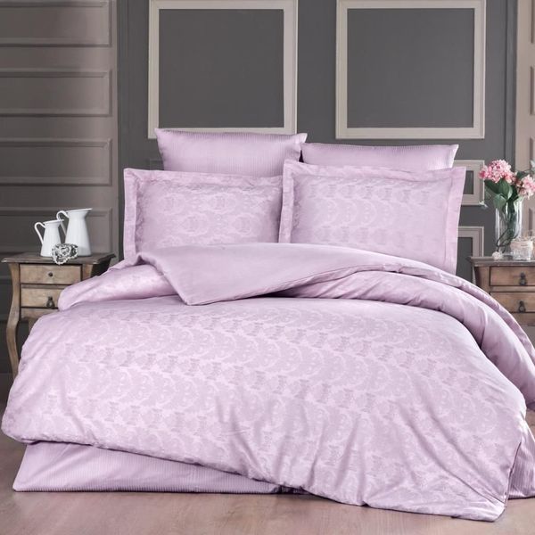 Maxstyle 100x120 cm Gül Kurusu Pembe Jakarlı Saten Elsa Çift Kişilik Nevresim Takımı