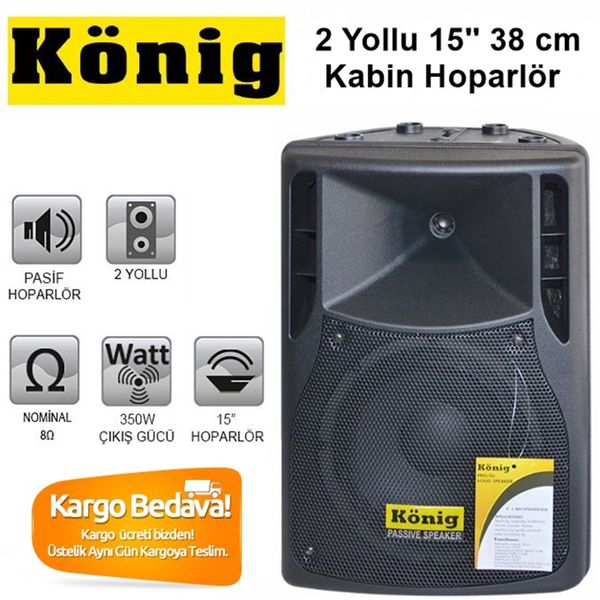 Konig König Meyer K-1515 38 cm 800 Watt Kabin Hoparlör