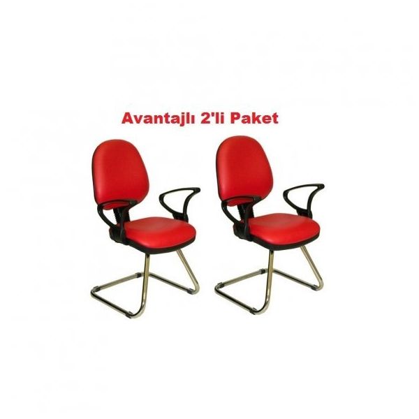 Türksit Kozmo Şef Avantajli 2'li Paket Z Ayak Kirmizi Bekleme Koltuğu