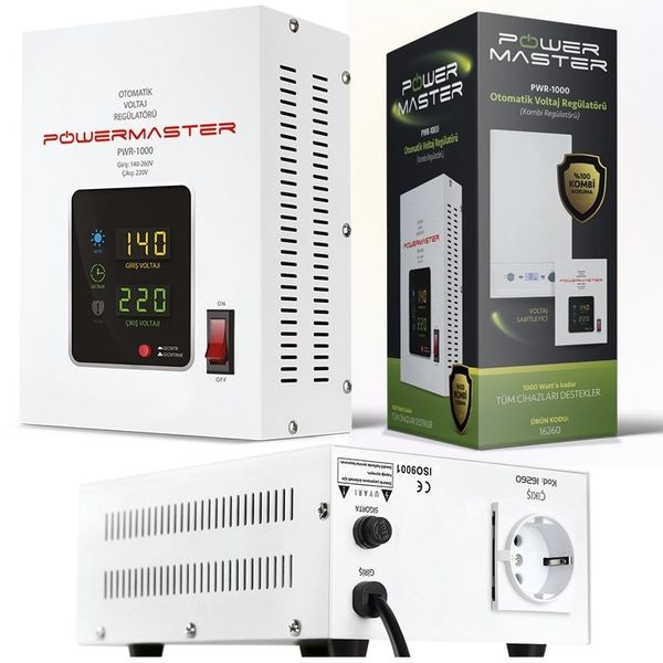 Powermaster 1000 VA PWR-100 slım Otomatik Voltaj Kombi Regülatörü