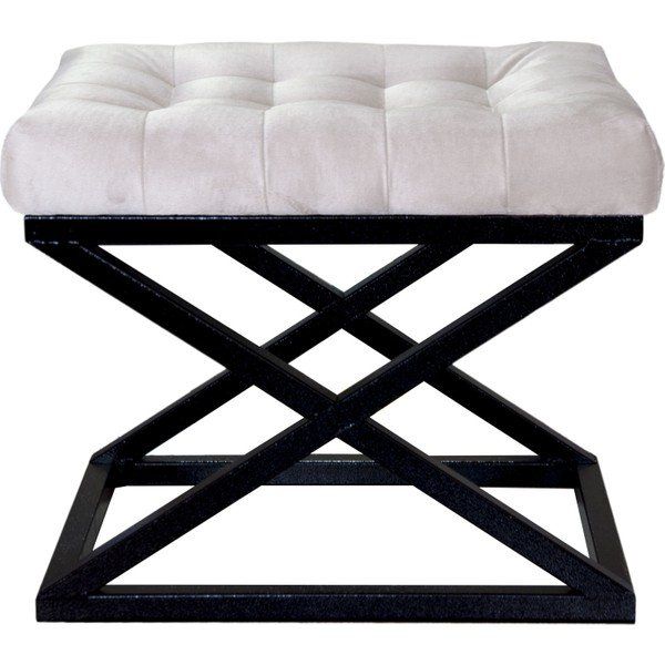 Evodeko 40x50 cm Siyah Çapraz Ayaklı Beyaz Puf
