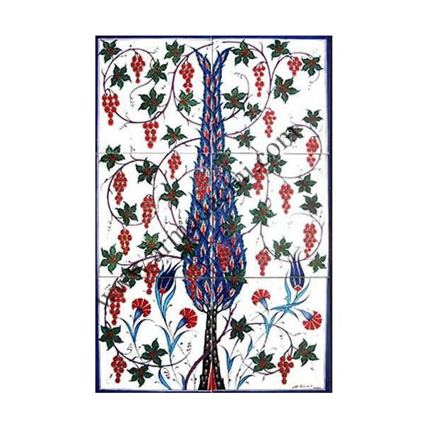 Armada Çini 40X60 Cm Ed 519 Tek Selvi Eldekoru Çini Pano