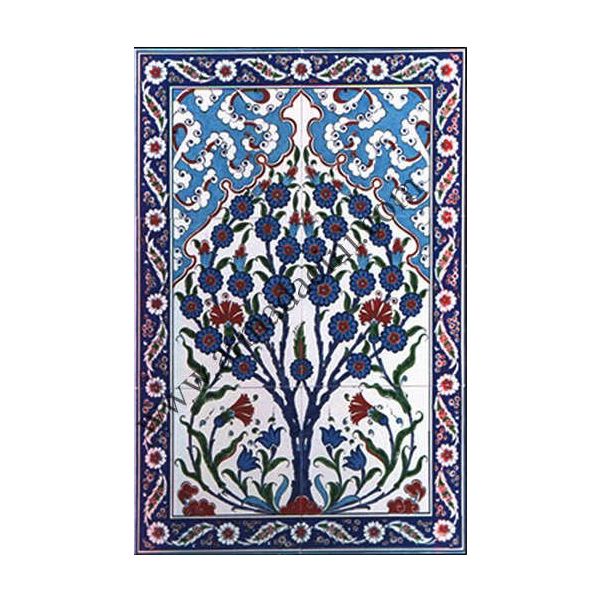Armada Çini 40x60 Cm ED 514 Kobalt Hayat ağaç Eldekoru Çini Pano