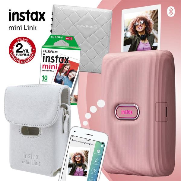 Instax Mini 2 Link Pembe Akıllı Telefon Yazıcısı ve Hediye Seti