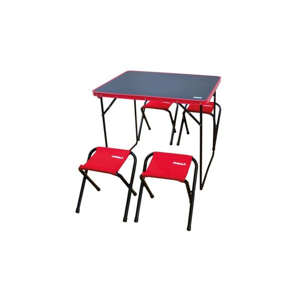 Nurgaz Esbifix Campout Katlanır Büyük Kamp Masası + 4 Adet Kamp Tabure Seti