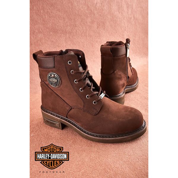 Harley Davidson Jim 025G100128-D04-27 Dark Brown Koyu Kahverengi Nubuk Kadın Bot