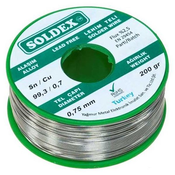 Soldex 0.75 mm 200 gr Kurşunsuz Lehim Teli
