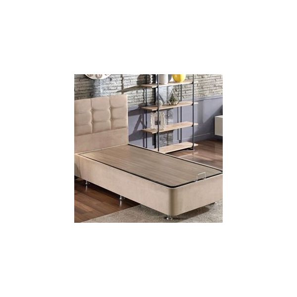Niron Polo 120x200 cm Tek Kişilik Sütlü Kahve Silinebilir Soho Kumaş Baza ve Başlık Seti