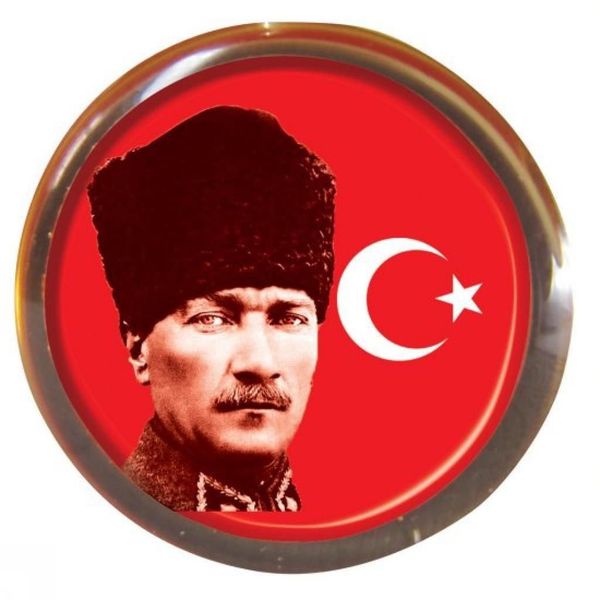 Vatan Bayrak Vatan VT613 Atalı Kalpaklı Bayrak Yuvarlak Rozet