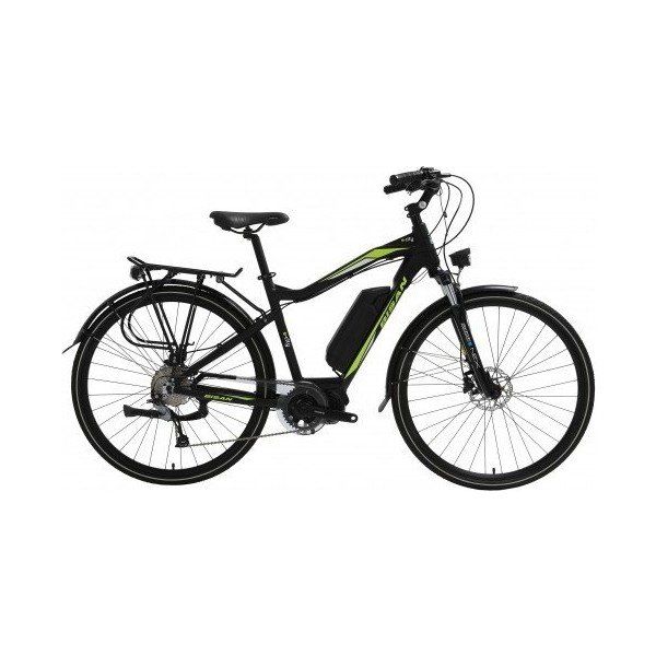 Bisan E-Cıty Siyah Yeşil 48 cm Hd 28 Jant 9 Vites Elektrikli Erkek Şehir Bisikleti